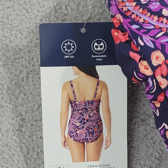 NEW Lands End Womens  L One-Piece Swimsuit With Floral Paisley Print - Picture 4 of 10